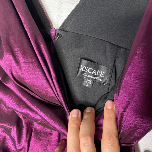 Y2K XSCAPE Mermaid Gown Size 8 Formal Prom Dress Sleeveless V-Neck - Picture 10 of 13